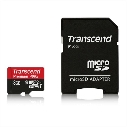 Transcend社製 microSDHCカード 8GB Class10 UHS-I対応 SDカード変換アダプタ付 Premium TS8GUSDU1