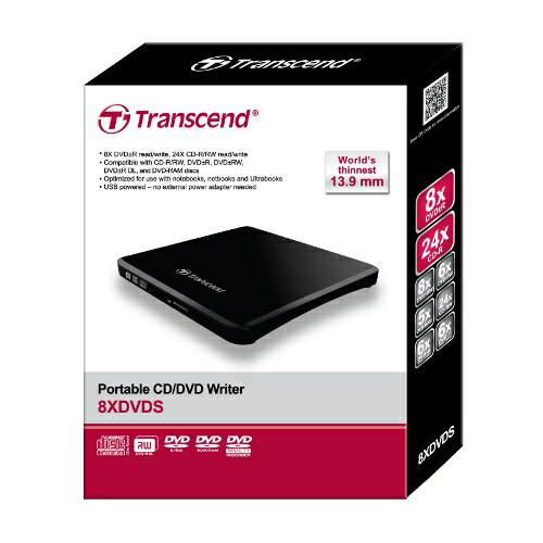 Transcend 超薄型ポータブルCD/DVDドライブ TS8XDVDS-K ブラック