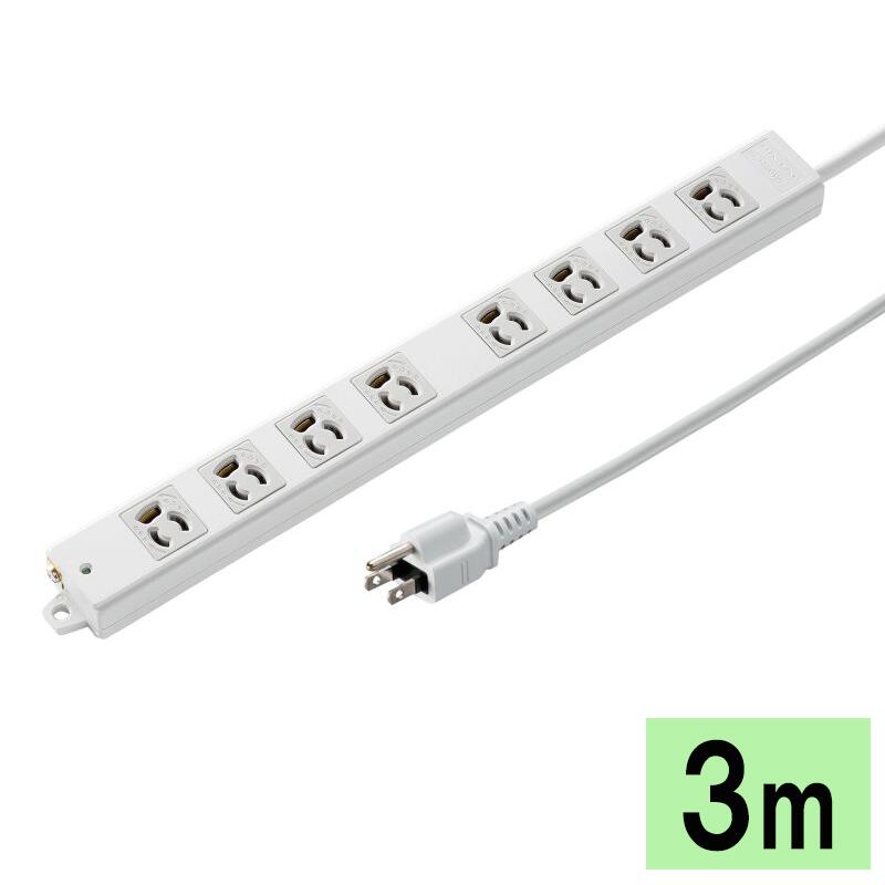 【最大2000円OFFクーポン配布中】【訳あり 新品】工事物件タップ 3P 8個口 3m TAP-KS8-3 サンワサプライ ※箱にキズ、汚れあり