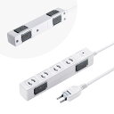 【5/1限定ポイント7倍(要エントリ)+最大1000円オフクーポン】【訳あり 新品】タップ 雷ガード 2P 4個口 5m 抜け止め マグネット ホワイト TAP...