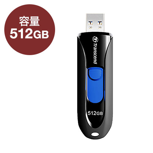 USBメモリ 512GB Transcend USB3.1 Gen1 キャップレス スライド式 JetFlash 790 ブラック TS512GJF790K