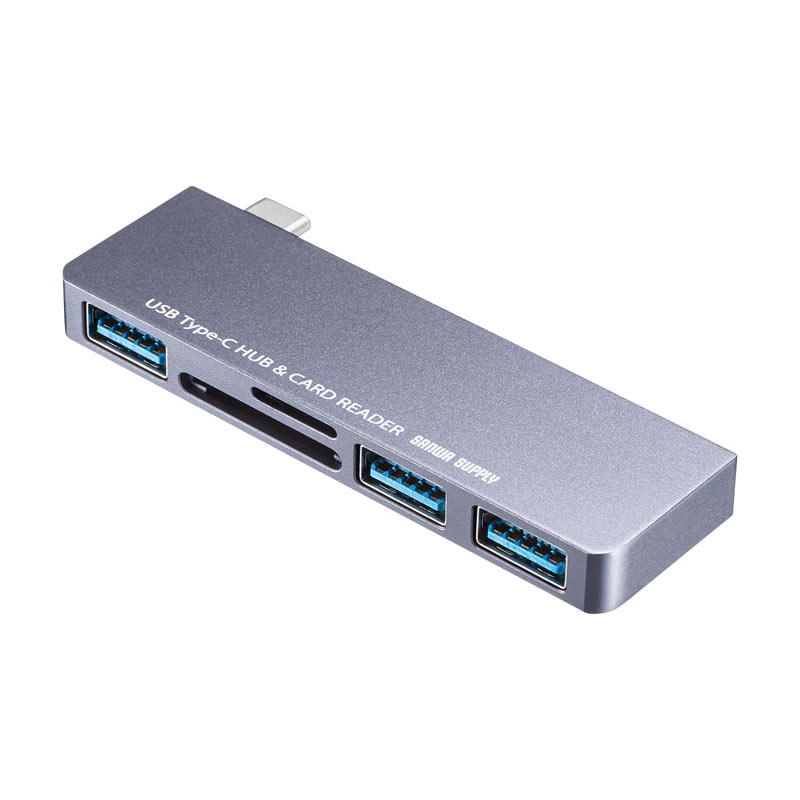 USB Type-Cハブ カードリーダー付き USB-3TCHC18GY サンワサプライ ※箱にキズ、汚れあり