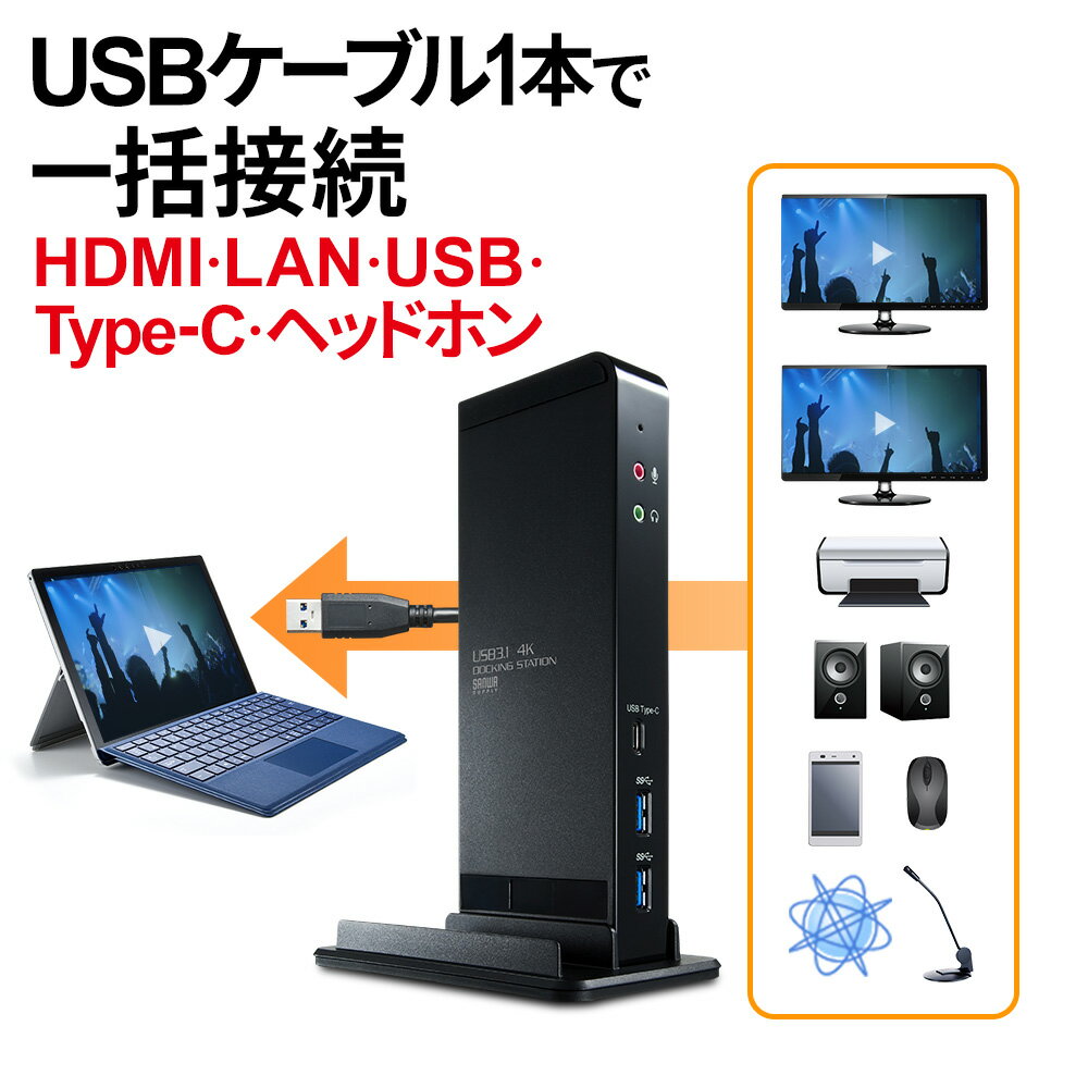 【最大3500円OFFクーポン 5/20まで】【訳あり 在庫処分】USB 3.1ドッキングステーション HDMI出力 4K対応 有線LAN USB-CVDK4 サンワサプライ
