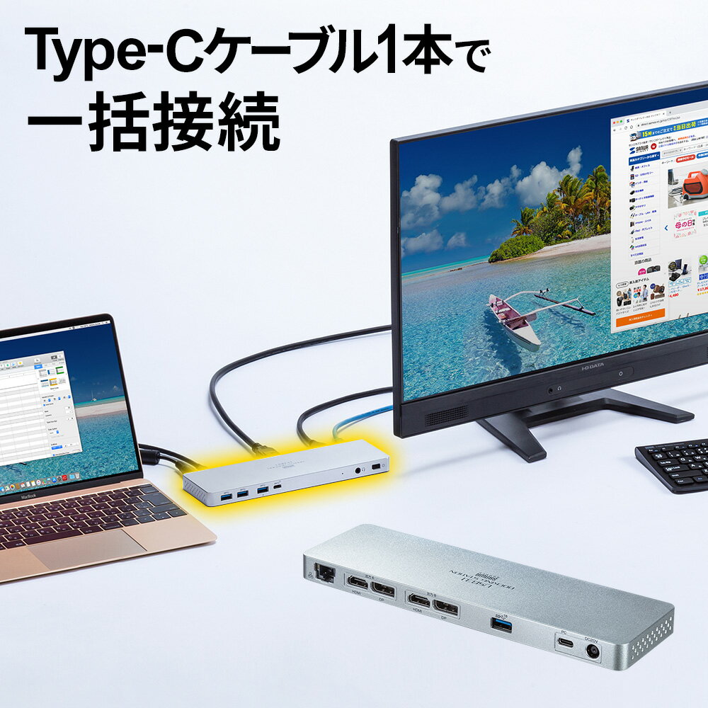 【最大3500円OFFクーポン 5/20まで】【訳あり 在庫処分】ドッキングステーション USB Type-C専用 HDMI/DisplayPort対応 PD対応 セルフパワー 4K対応 アルミ USB-CVDK6 サンワサプライ