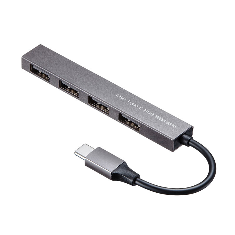 【6/5限定 抽選で100%P還元+10%OFFクーポン】【訳あり 新品】USB Type-C ハブ USB2.0 4ポート 薄型 スリム バスパワー USB-2TCH23SN サンワサプライ 箱にキズ 汚れあり【ネコポス対応】