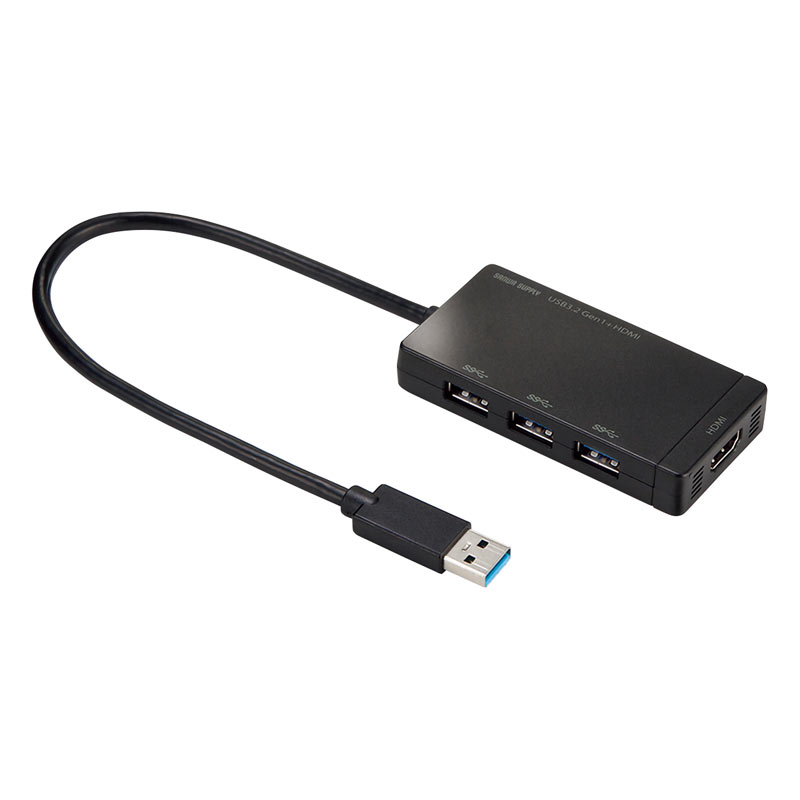 【訳あり 新品】HDMIポートつきハブ USB3.2Gen1 3ポート バスパワー ブラック USB-3H332BK サンワサプライ ※箱にキズ、汚れあり