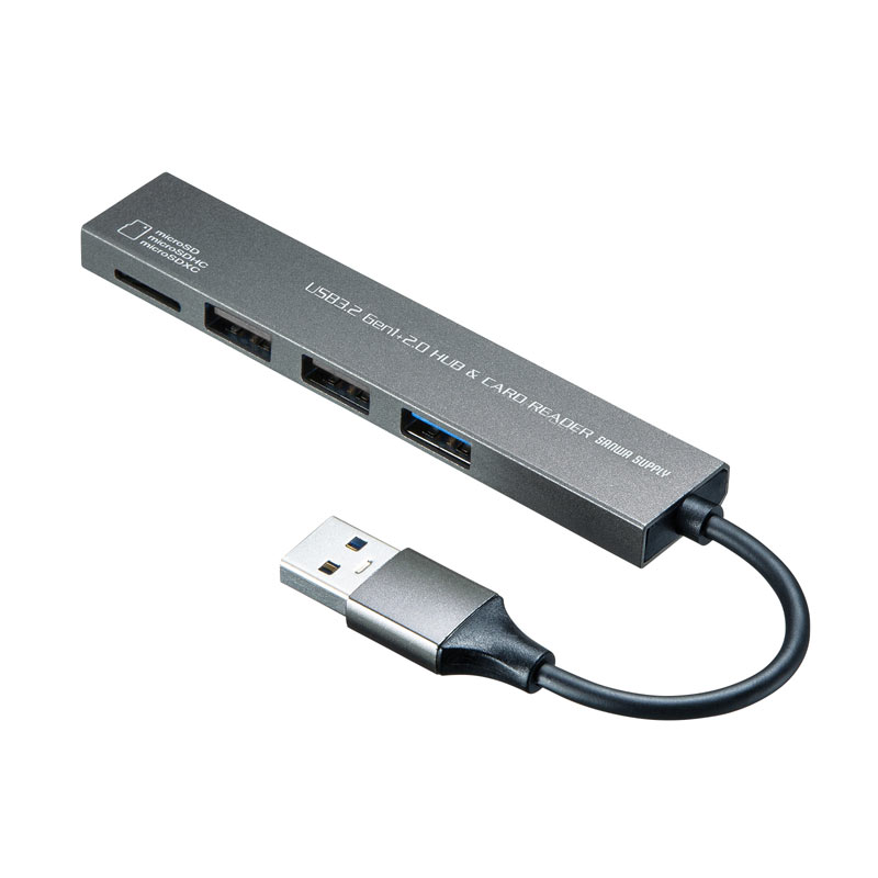 【訳あり 新品】USB 3.2 Gen1+USB2.0 コンボ スリムハブ カードリーダー付き USB-3HC319S サンワサプライ 箱にキズ 汚れあり【ネコポス対応】