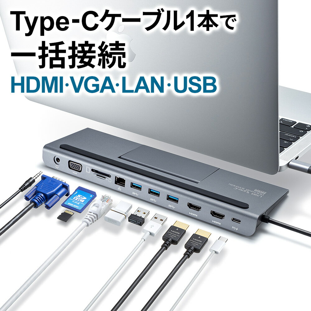 【訳あり 新品】USB Type-Cドッキングステーション HDMI/VGA対応 USB-CVDK8 サンワサプライ ※箱にキズ、汚れあり