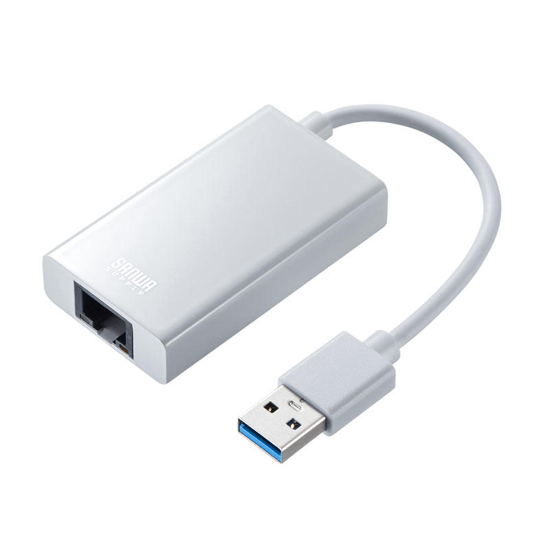 USB3.2-LAN変換アダプタ USBハブポート付 ホワイト USB-CVLAN3WN サンワサプライ ※箱にキズ、汚れあり