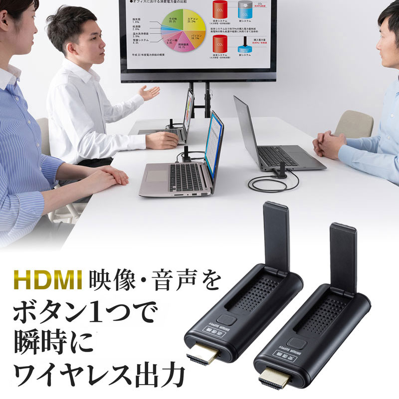 【訳あり 新品】HDMIエクステンダー ワイヤレス 送受信機セットHDMI延長 軽量 コンパクト VGA-EXWHD9 サンワサプライ ※箱にキズ、汚れあり