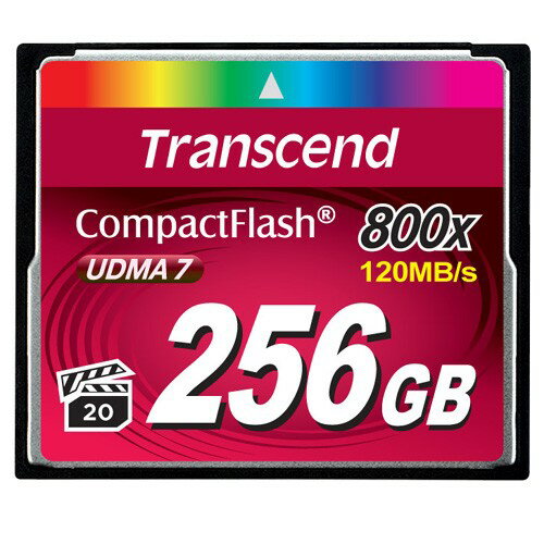 コンパクトフラッシュ 256GB 800倍速 信頼のトランセンド製 ハイスピード コンパクトフラッシュカード パフォーマンスを重視した写真撮影におススメ。【ご注意】受注発注品のため、ご注文後のキャンセル・ご返品はお受けできません。あらかじめご了承の上、ご注文いただくようお願いいたします。＜特長＞●CF 6.0規格に準拠し、LBA48に対応しています。●エラー検出・訂正を行うBCH ECC (Read-Retry有り)を内蔵しています。●ATAインターフェイス内蔵によりプラグ&プレイに対応しています。●最大でUDMAモード7に対応しています。●最大でMultiWord DMAモード4に対応しています。 ●最大でPIOモード6に対応しています。●多くのプラットフォームに互換しています。●トランセンド社のメーカー5年保証です。※トランセンド社取扱製品のため、お客様サポートにつきましては下記「トランセンド製品のお客様サポートについて」をご確認ください。※転送スピードはすべての環境おいて保証されるものではございません。※1GBは1，000，000，000バイトですが、OS上では1，024MBを1GBとして計算されるため、0.93GBと表示されます。※すべてのブランド名は各社の登録商標です。※仕様は予告なく変更される場合がございます。◆トランセンド製品のお客様サポートについて◆商品の仕様確認及び故障対応につきましてはトランセンド社の直接相談となります。商品名及びシリアル番号を確認の上、下記にトランセンドお客様窓口にご相談ください。≪トランセンドお客様窓口≫サポートダイヤル　03-5820-6029受付時間（10:00〜12:30　13:30〜18:00）（土曜、日曜、祝祭日、その他トランセンドが定める休業日を除く）＜仕様＞■容量：256GB■サイズ：W42.8×D36.4×H3.3mm■重量：11.4g■動作電圧：3.3から5V■動作環境温度：-25から85℃■耐久性：10，000回の抜き挿しサイクル■保証期間：5年保証（トランセンド社 メーカー保証）＜関連キーワード＞コンパクトフラッシュ，トランセンド，CFカード，一眼レフ