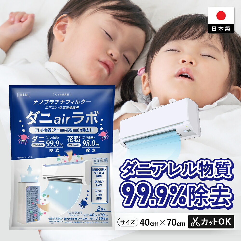 エアコンフィルター 40cm x 70cm 2枚入 カット可能 ダニエアラボ エアコン・空気清浄機・換気扇対応 花..