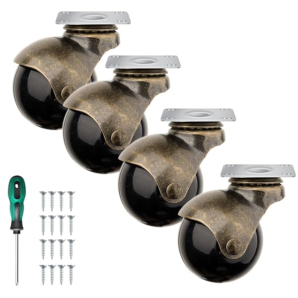 ボールキャスター 4個セット 椅子交換用 50mm 耐荷重200KG 家具 、ソファ、キャビネット、椅子適用 硬質PP製色ブロンズモデル商品説明【商品概要】【強度と耐久性を両立した設計】高品質の硬質PP素材を使用し、変形しにくく、耐衝撃性にも優れた設計。直径50mmのキャスターは、重い家具でも安定して支えられます。【耐荷重200kgで安心の使用感】1セットで最大200kgの重さを支える高耐荷重仕様。収納棚、作業台、移動式ワゴンなど、重さのある物にも対応可能です。【360度回転でスムーズ移動】自在に回転できるボール構造により、狭いスペースでも方向転換が簡単。キャスター付き家具の移動がより快適になります。【ヴィンテージ調デザイン】おしゃれな球体デザインで、実用性だけでなく見た目にもこだわりたい方に。レトロ家具との相性も良く、雰囲気を損ねません。【取付簡単!工具&ネジ付きで届いてすぐ使える】セット内容には「ネジ×16本」と「ドライバー×1本」が含まれており、届いたその日にすぐ取り付け可能。初心者でも簡単に取り付けできる親切設計で、DIYや家具改造にも最適です。【商品説明】ボールキャスター 4個セット 椅子交換用 50mm 耐荷重200KG 家具 、ソファ、キャビネット、椅子適用 硬質PP製【商品詳細】商品種別:家具脚商品名:ボールキャスター 4個セット 椅子交換用 50mm 耐荷重200KG 家具 、ソファ、キャビネット、椅子適用 硬質PP製製造元:色:ブロンズ商品タイプ:ブレーキなし、硬質PP製【当店からの連絡】ボールキャスター 4個セット 椅子交換