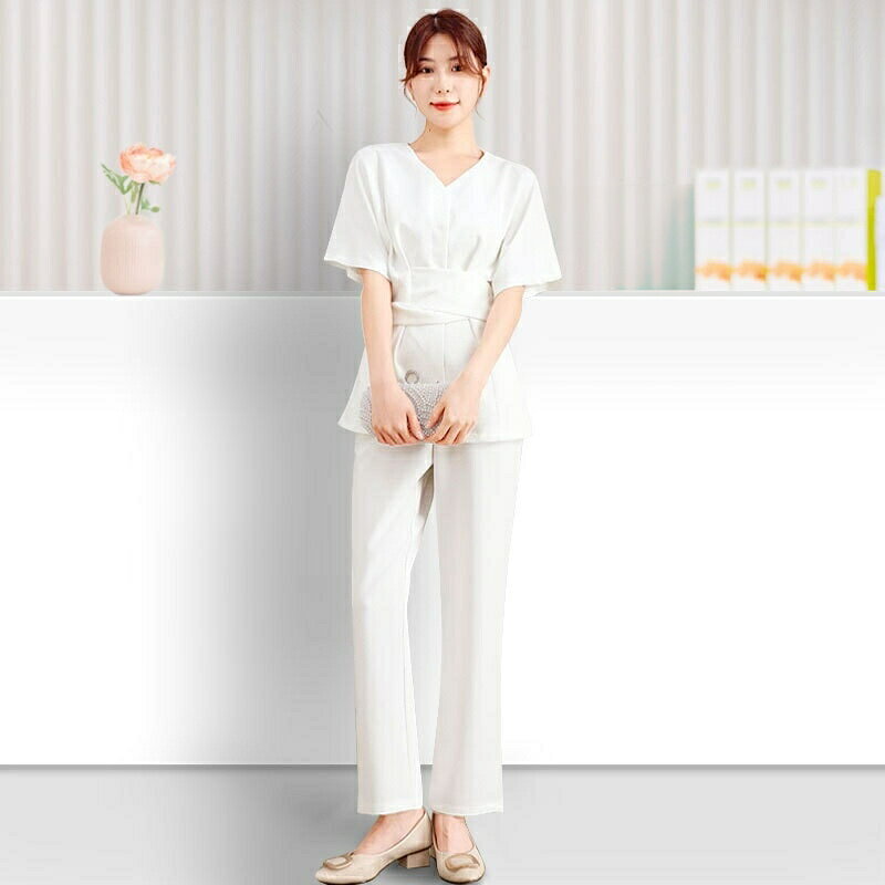 エステ ユニフォーム サロン クリニック 制服 パンツ スーツ ホワイト イエロー ピンク 半袖 スパ 春夏