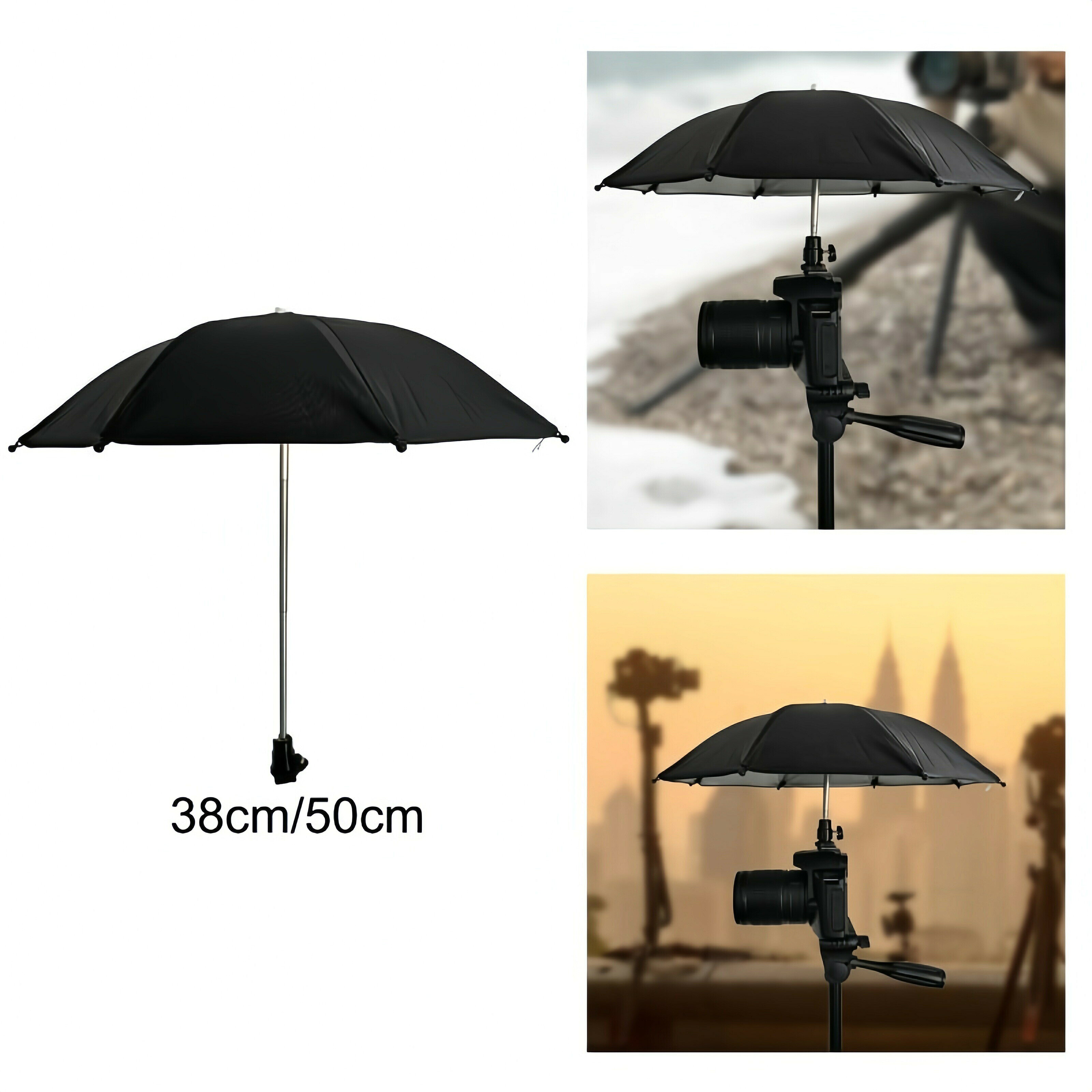 回転式カメラ傘 カメラホットシューアクセサリー 雨天撮影用小道具 カメラ防雨カバー 旅行用撮影グッズ 回転機構付日傘 アウトドア写真撮影 スポーツ一眼防水 キャンプ用カメラギア