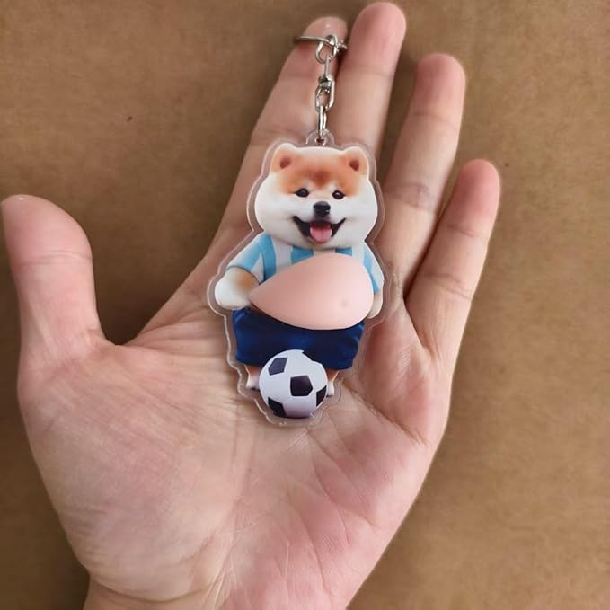 お腹 シール キーホルダー 3D立体 柴犬 柔らかいお腹 もちもち デブ 犬 おなか ぽっこり キーチェーン ストレス解消 キーリング 腹出し ペンダント バッグ チャーム 飾り 鍵 車 esutekuno-10004888 エーステクノ楽天市場店 サンプル画像3