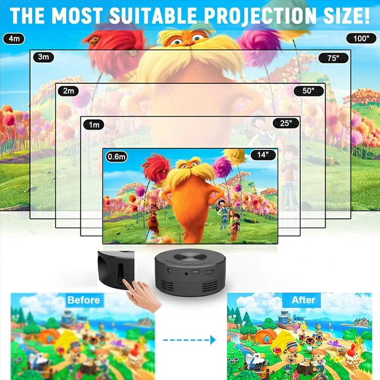 エーステクノ楽天市場店のプロジェクター スマホ タブレット 家庭用 大画面 投影機 小型プロジェクター iPhone Android対応 最 モバイルプロジェクター 有線接続｜アングル2