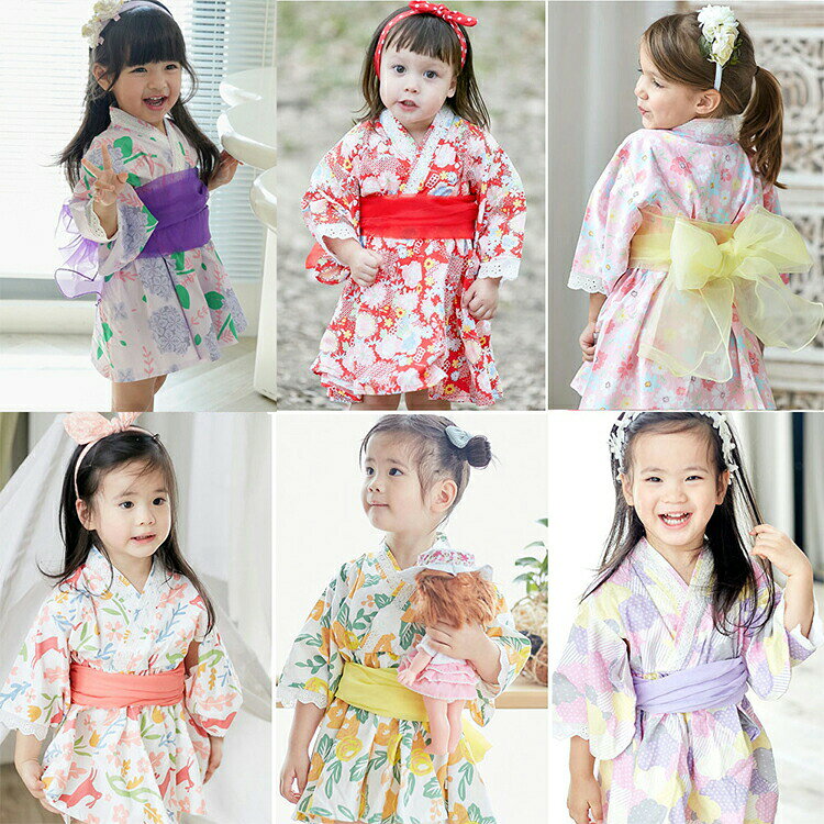 甚平 子供 キッズ ワンピース 膝丈 甚平ドレス 可愛い 和装 着物 総柄 花柄 紫陽花...