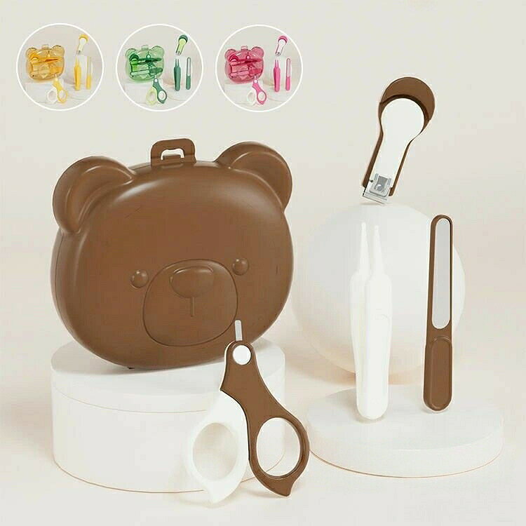 ベビー 爪切りセット 4-in-1 赤ちゃん 爪切り つめきり ハサミ 新生児 赤ちゃん用ネイルケア ピンセット ベビーケア お手入れ 可愛い くまちゃん 高品質 出産祝い プレゼント