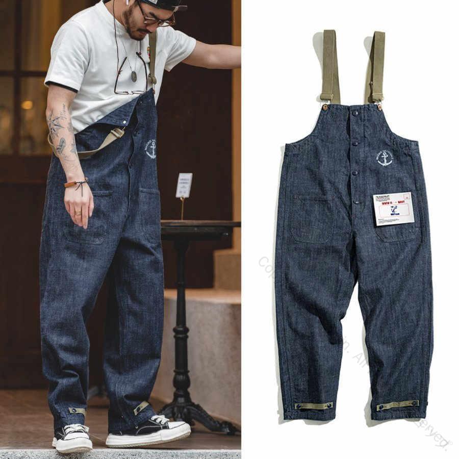 メンズ オーバーオール 切り替え サロペットパンツ ジーンズ つなぎ オールインワ...