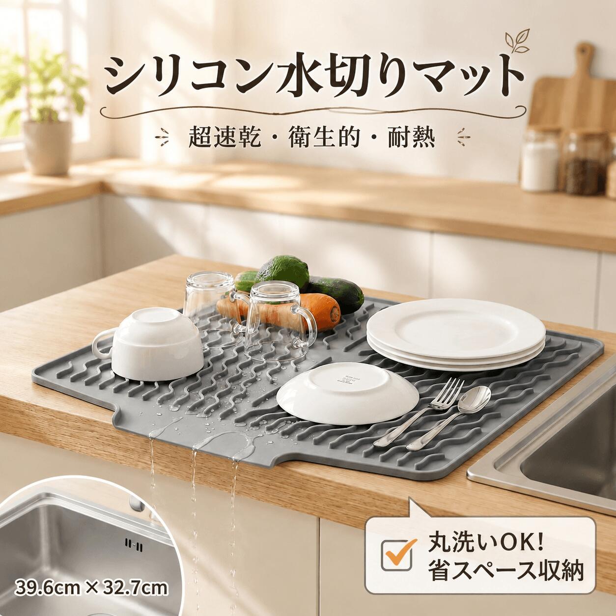 商品ポイント仕様:アイテムタイプ: 食器乾燥マット製品素材: シリコーンProduct Size: Approx. 39.6 x 32.7 x 14.9cm / 15.6 x 12.9 x 5.9in重量: 約。 330g / 11.6オンスパッケージリスト:1×シリコンマット:※手動測定による1~2cmの誤差を許容してください。ご理解いただきありがとうございます※撮影の為、画質等の関係上、色などが実際の商品と若干違ってしまうこともあるかもしれませんがご理解のほどご入札ください。予めご了承ください。※製造時期によりデザインや仕様に若干の変更がある場合がございます。 予めご了承ください。【注意事項】:・当店でご購入された商品は、原則として、「個人輸入」としての取り扱いになり、中国からお客様のもとへ直送されます。・通関時に関税・輸入消費税が課税される可能性があります。・課税額はご注文時には確定しておらず、通関時に確定しますので、商品の受け取り時に着払いでお支払いください。詳細はご確認下さい。・個人輸入される商品は、全てご注文者自身の「個人使用・個人消費(日本に居住する者に寄贈される物で、当該寄贈を受ける者の個人的な使用に供される場合を含みます。)」が前提となります。第三者への譲渡・転売が法令で禁止されるもの(医薬品、医薬部外品、化粧品等を含みますが、これに限られません。)もございますので下さい。・一部商品は国内の提携先倉庫から配送されます。・国内配送の商品は国内でのお買い物と同じく消費税が発生いたします。関税はかかりません。*色がある場合、モニターの発色の具合によって実際のものと色が異なる場合がある水切りマット シリコン 排水口付き 傾 キッチン整理用品 水切りラック 続々登場 ブラック ライトグレー