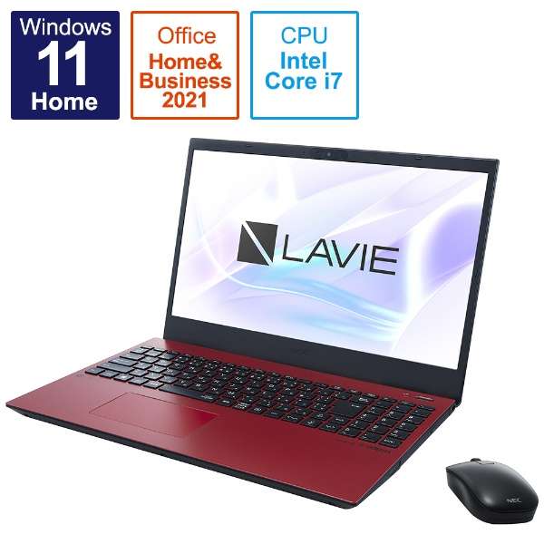 LAVIE N15 N1575/EAR-YC PC-N1575EAR-YC[カームレッド]Core i7 1260P/32GB/SSD512GB/BD/FHD/Win11/OfficeHB2021dj/メーカー再生品/メーカー保証付/送料無料