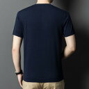 Tシャツ メンズ 半袖 シルク ニット 丸首 クルーネック トップス カットソー 男性用 紳士 インナー 無地 シンプル カジュアル おしゃれ フィット