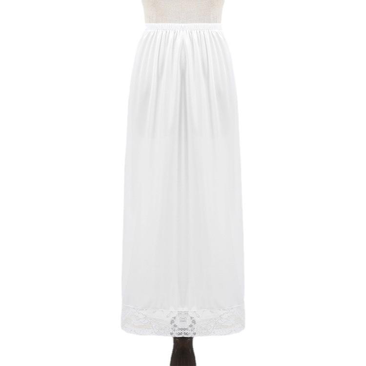 ペチコート 接触冷感 サラサラ 透け防止 薄手 軽量 レース縁 75cm丈 ミドル丈 無地 シンプル アンダースカート インナー 快適 通気性