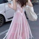 キャミワンピース レディース 重ね着 ロングワンピース 体型カバー 春 夏 秋 ゆったり Aライン ナチュラル おしゃれ 可愛い 無地 レイヤード風 綿麻風 マキシ丈 楽ちん 涼しい 大人 カジュアル 旅行コーデ