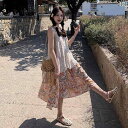 キャミワンピース レディース 重ね着 ロングワンピース 体型カバー 春 夏 秋 ゆったり Aライン ナチュラル おしゃれ 可愛い 無地 レイヤード風 綿麻風 マキシ丈 楽ちん 涼しい 大人 カジュアル 旅行コーデ