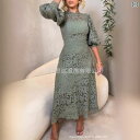 セミフォーマル レーススカート ロング丈 レディース フレアスカート おしゃれ 上品 きれいめ 結婚式 二次会 同窓会 通勤スカート 大人女子 エレガント 体型カバー 黒 白 ベージュ 春 夏 秋 冬(4)