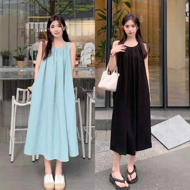 キャミワンピース 重ね着 ロング丈 レディース 春 夏 秋 冬 ゆったり 体型カバー フレアワンピース 無地 マキシ丈 Aライン レイヤード おしゃれ かわいい ナチュラル シンプル 大人女子 カジュアル