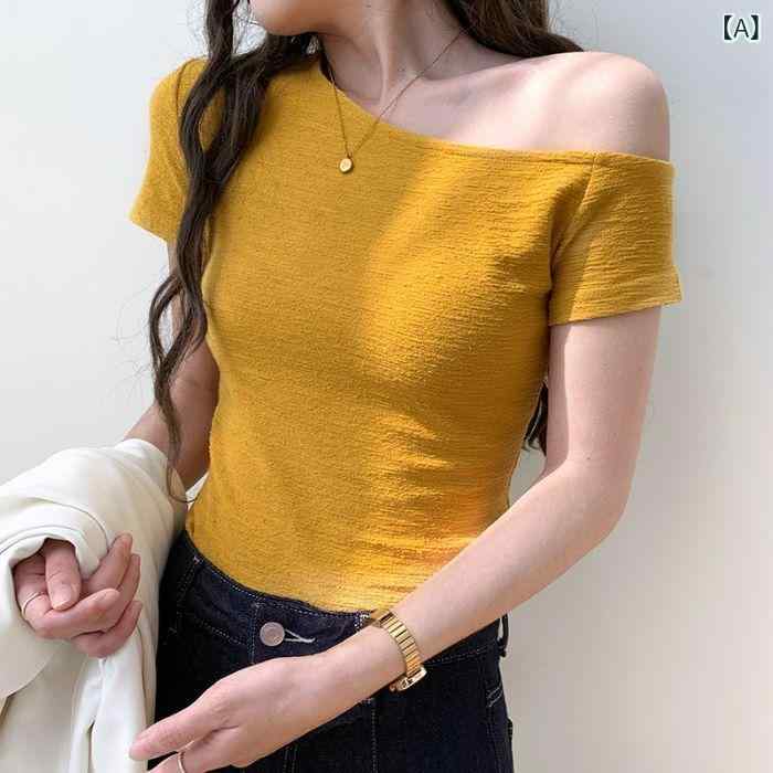 Tシャツ レディース クロップド丈 半袖 短め トップス 無地 おしゃれ 可愛い 韓国風 カジュアル 着痩せ スリム フィット 夏 春 ダンス 衣装 トレンド 薄手 涼しい ハイウエストに合う 20代 30代のサムネイル