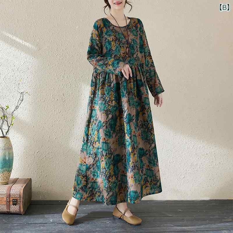 リネン ワンピース 夏 ゆったり レディース ロング丈 ノースリーブ 無地 綿麻素材 体型カバー 涼しい 通気性 春夏 マキシ丈ワンピース ナチュラル きれいめ