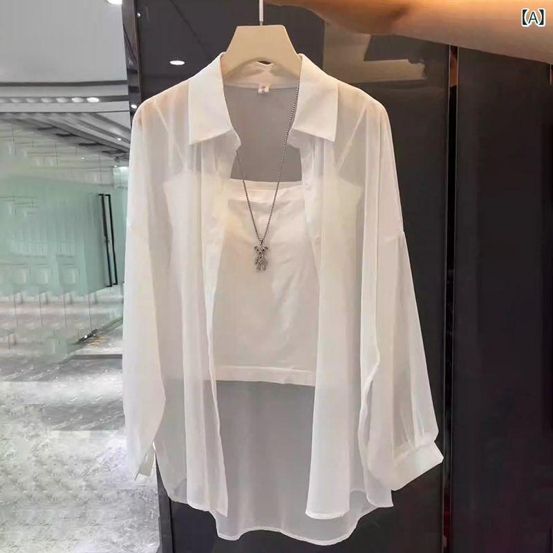 シフォンシャツブラウスレディース長...