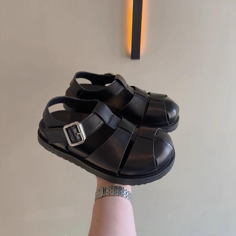 サンダルレディース女性用本革幅広編...