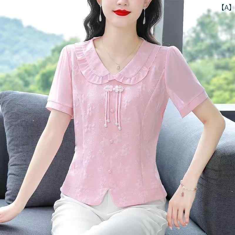 シフォンシャツブラウスレディース七...