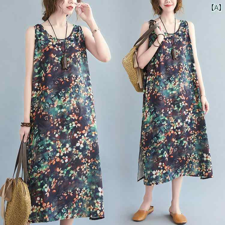 リネン ワンピース 夏 ゆったり 半袖 ロングワンピース 綿麻混素材 きれいめ 涼感 接触冷感 体型カバー 無地 ナチュラル 大きめサイズ 30代 40代 50代対応