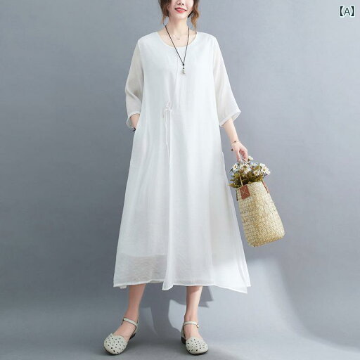 リネン ワンピース 夏 ゆったり 半袖 ロングワンピース 綿麻混素材 きれいめ 涼感 接触冷感 体型カバー 無地 ナチュラル 大きめサイズ 30代 40代 50代対応 リネン ワンピース 夏 ゆったり 半袖 ロングワンピース 綿麻混素材 きれいめ 涼感 接触冷感 体型カバー 無地 ナチュラル 大きめサイズ 30代 40代 50代対応