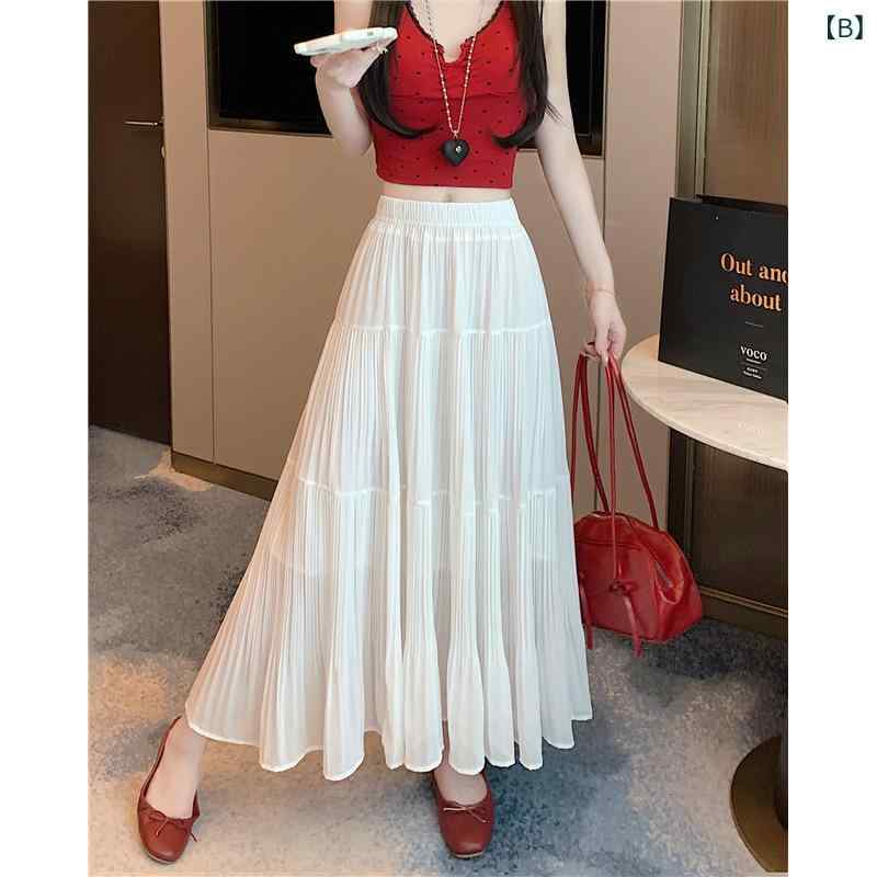 プリーツスカート ロング マキシ丈 レディース ウエストゴム 体型カバー 太めプリーツ 裏地あり 無地 フレアスカート ミモレ丈 通勤 お出かけ オフィス 春 夏 秋 きれいめ カジュアル 黒 ベージュ 高身長 大きいサイズ 着痩せ