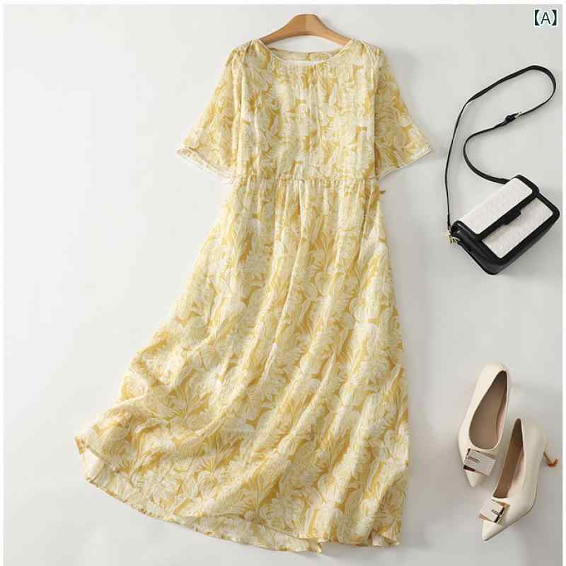 リネン ワンピース 夏 ゆったり レディース ノースリーブ ロングワンピース 綿麻混 ナチュラル 通気性 きれいめ 体型カバー 大きめサイズ 着痩せ 春夏ワンピ