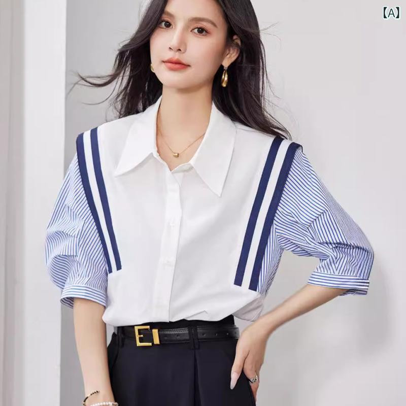 レディース シャツ ストライプ オーバーサイズ 体型カバー ゆったり トップス 長袖 羽織 春 夏 薄手 きれいめ カジュアル 通勤