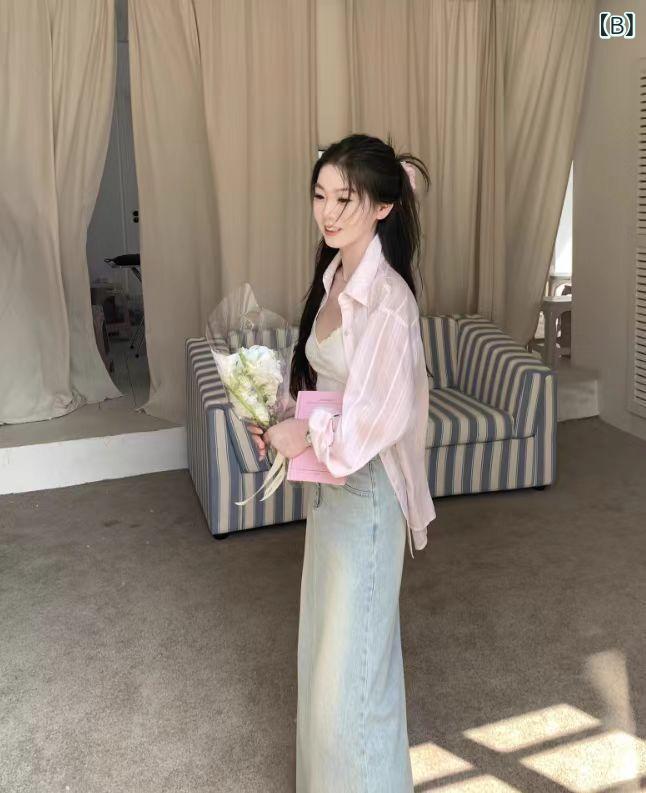 レディース シャツ ストライプ オーバーサイズ 体型カバー ゆったり トップス 長袖 羽織 春 夏 薄手 きれいめ カジュアル 通勤