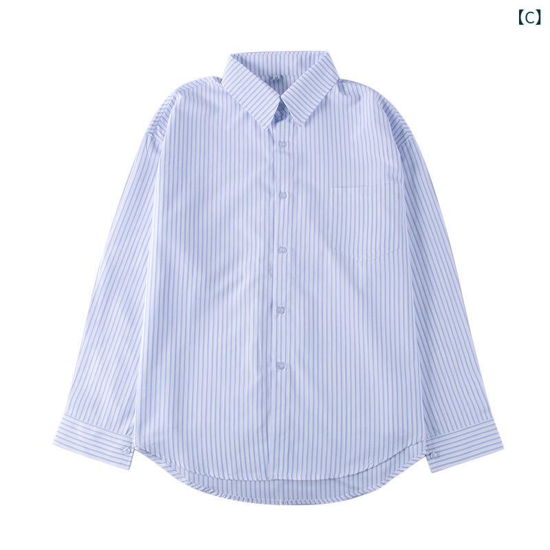 レディース シャツ ストライプ オーバーサイズ 体型カバー ゆったり トップス 長袖 羽織 春 夏 薄手 きれいめ カジュアル 通勤