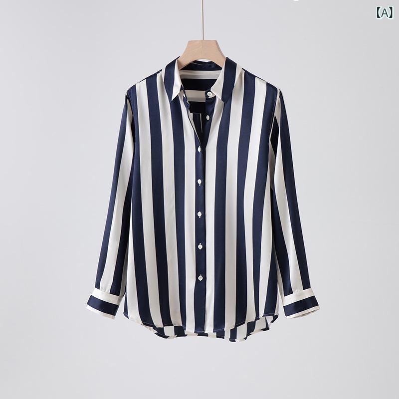 レディース シャツ ストライプ オーバーサイズ 体型カバー ゆったり トップス 長袖 羽織 春 夏 薄手 きれいめ カジュアル 通勤