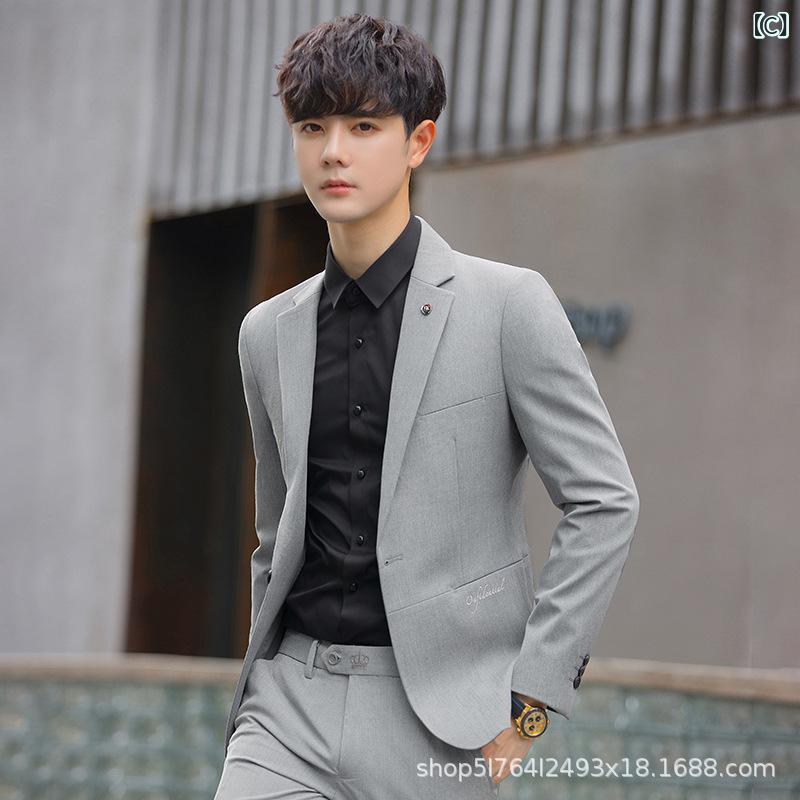 メンズ カジュアルスーツ セットアップ 伸縮性 ストレッチ素材 着回し自在 テレワーク 春夏秋対応 2点セット スリム ゆったり