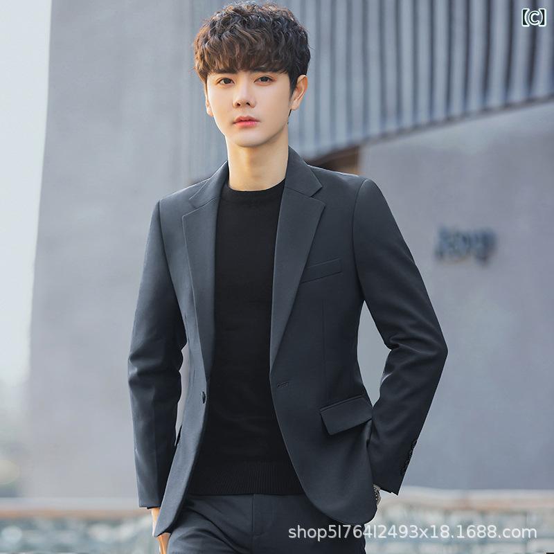 メンズ ビジネススーツ 結婚式 二次会 スーツセット 細身 ストレッチ 着心地良い カジュアルスーツとしても 春秋冬 2025新作