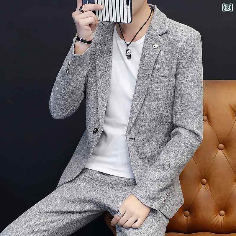 メンズ ビジネススーツ 結婚式 二次会 スーツセット 細身 ストレッチ 着心地良い カジュアルスーツとしても 春秋冬 2025新作