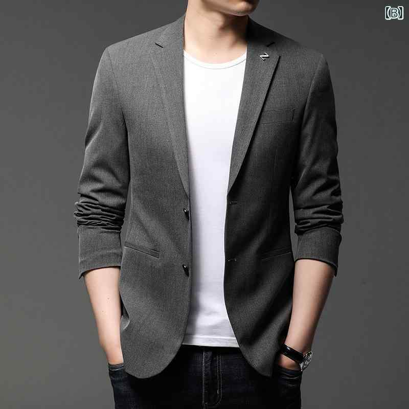 メンズ カジュアルスーツ ノーカラー ジャケット セットアップ トレンド ビジカジ 春夏秋 伸縮素材 通勤 オフィス 2025新作