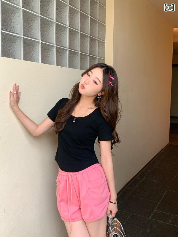 Tシャツ レディース 半袖 無地 Vネック Uネック クルーネック 体型カバー ゆったり トップス カジュアル 大きいサイズ 春夏 2025新作